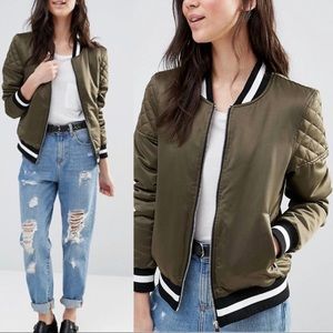 NWT BRAVE SOUL retro bomber with quilted sleeves